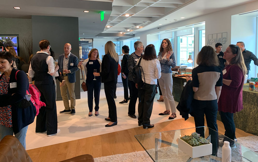 Networking at leadership event